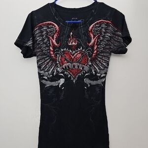 Affliction Women's Black Graphic Tee